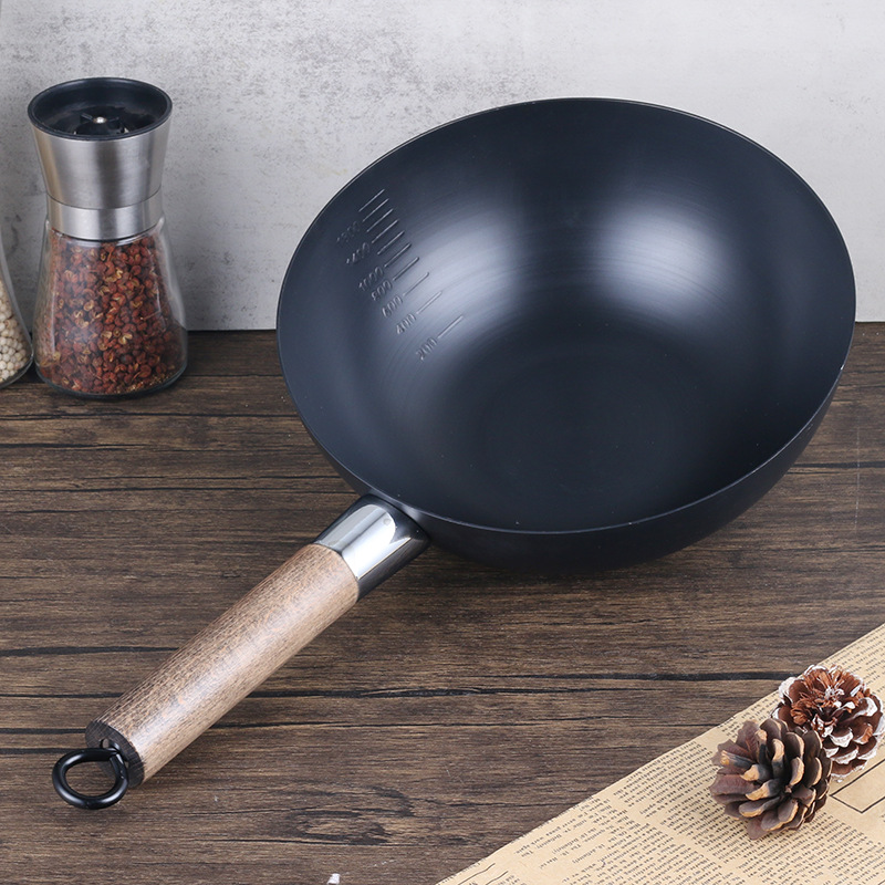 TZT日式铁锅一人食小铁锅家用无涂层户外炒锅小号炒菜锅不粘锅24