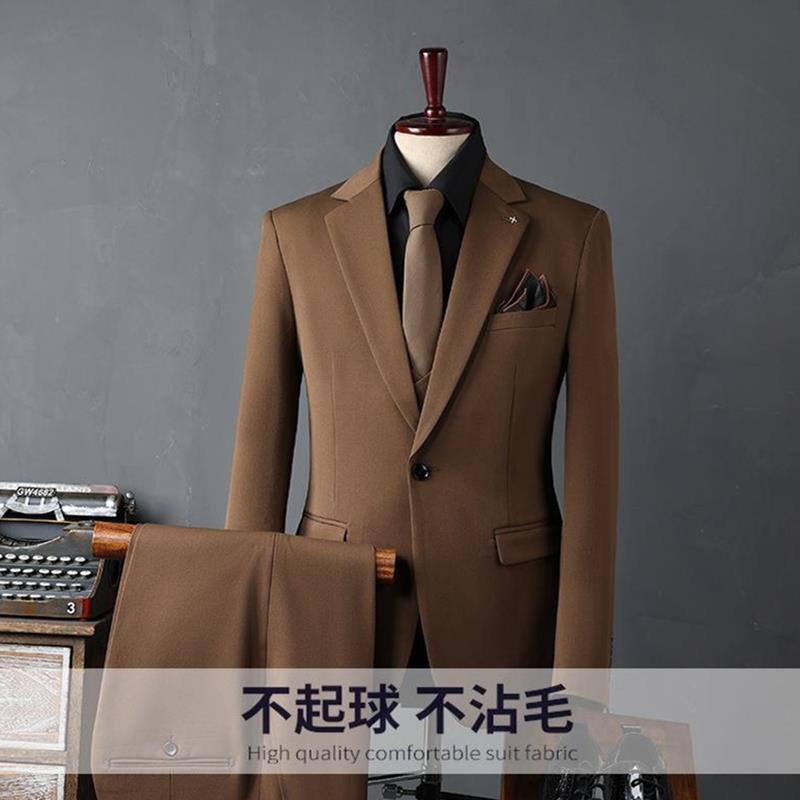西装套装高级感男英伦商务休闲修身痞帅西服职业正装新郎结婚礼服