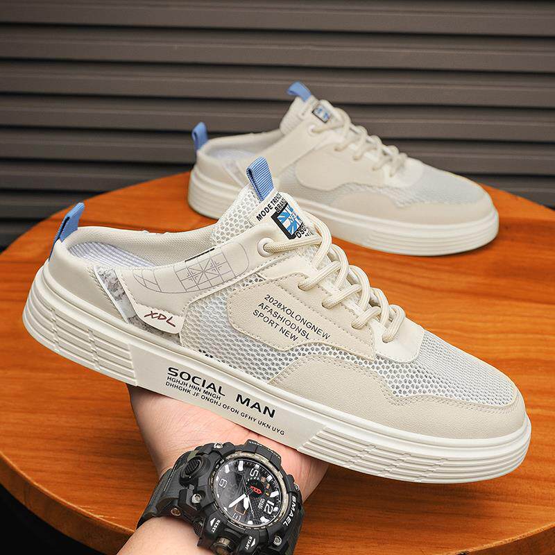 潮牌包头半拖鞋男夏季透气网面防臭休闲鞋耐磨运动沙滩洞洞凉鞋男