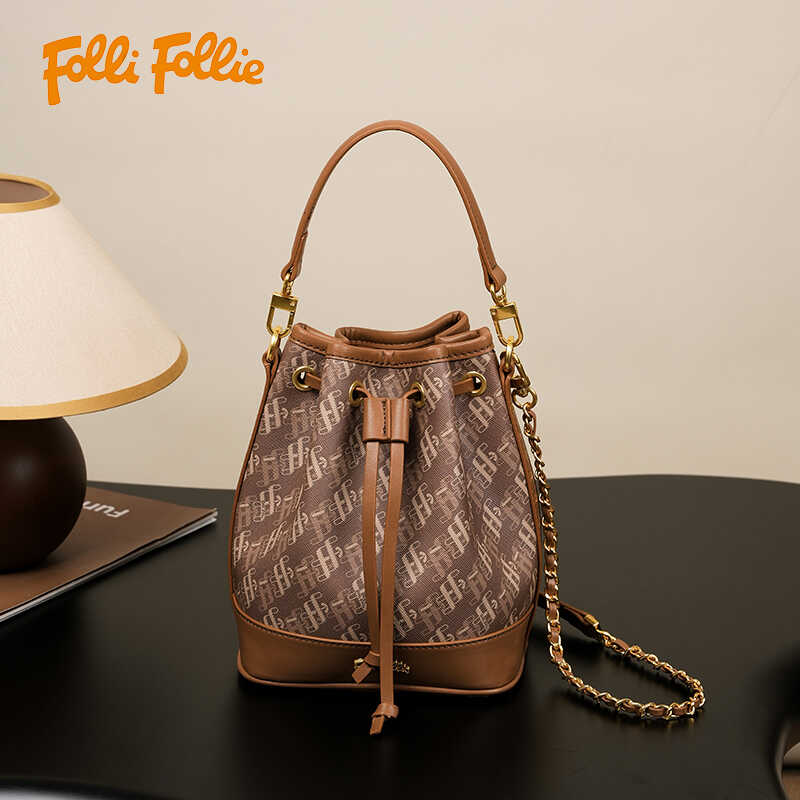 Folli Follie 时尚百搭印花单肩女士经典水桶包