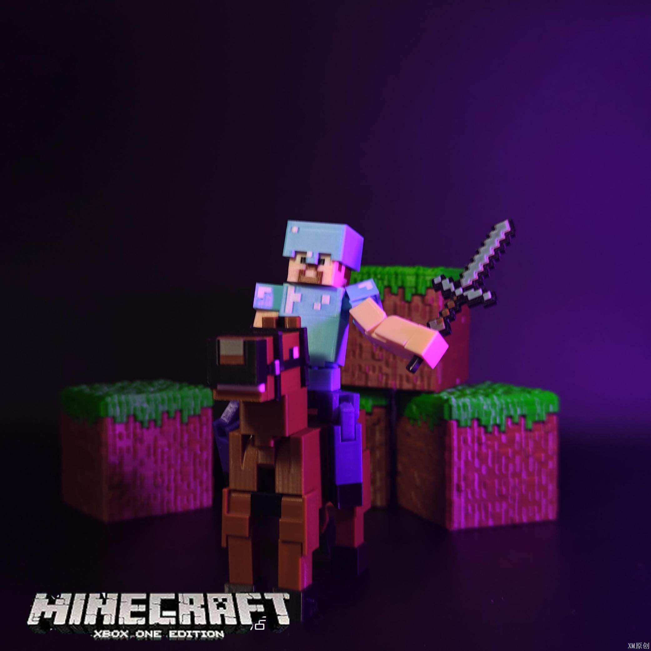 我的世界史蒂夫烦人的村民战神之刃钻石盔甲套装3d打印拼装him