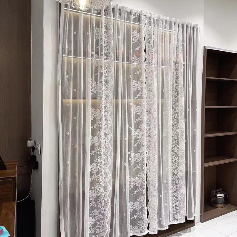 蕾丝纱帘书柜防尘遮挡帘免打孔魔术贴书架置物架帘壁柜橱柜纱帘