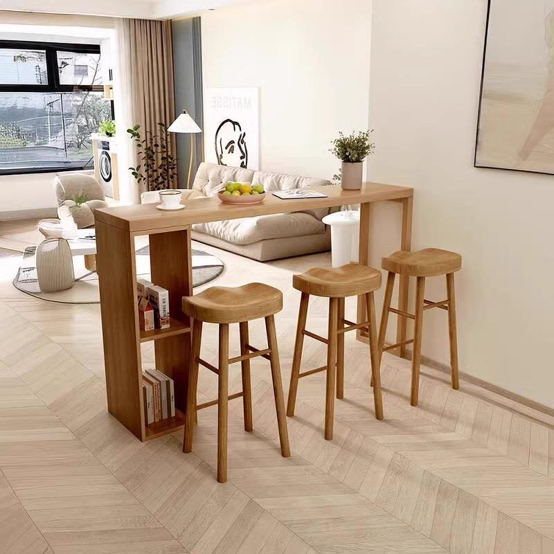小户型家用实木吧台桌简约阳台客厅隔断高脚桌现代轻奢长条咖啡桌