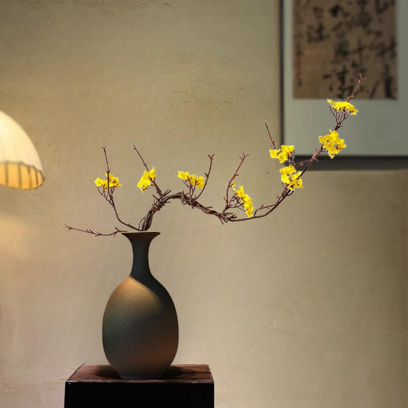 新中式花瓶陶瓷仿古侘寂茶室玄关禅意民宿桌面装饰插花景德镇摆件