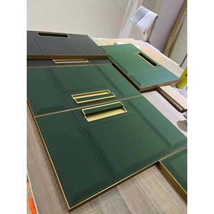 poliform定制轻奢皮革衣柜门板六面车线别墅橱柜高端合金封边硬包