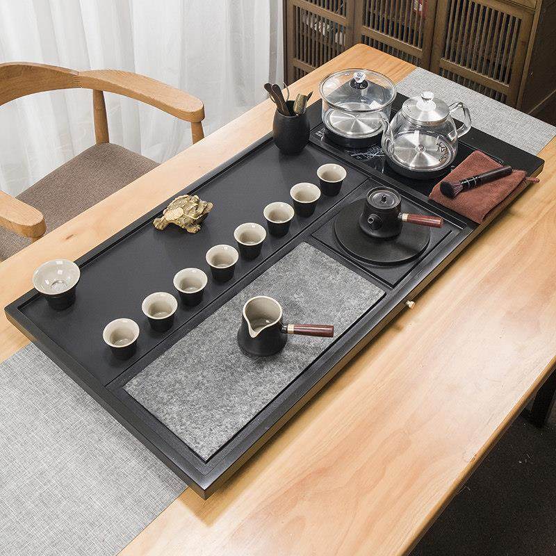 整块天然乌金石茶盘全自动一体茶具套组家用功夫电磁炉简约大茶台,餐饮具,茶盘,淘宝优惠券,粉丝福利购,淘宝优惠卷