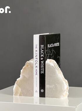 墨非 新中式云石书挡艺术书摆创意书压 样板间书房书柜东方摆件