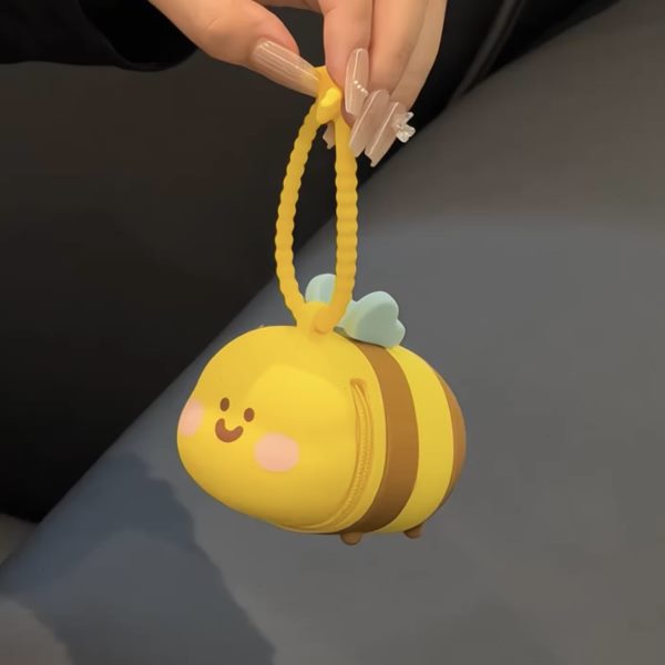 小蜜蜂包包挂件立体卡通硅胶蜜蜂零钱包可爱钥匙收纳包创意耳机包