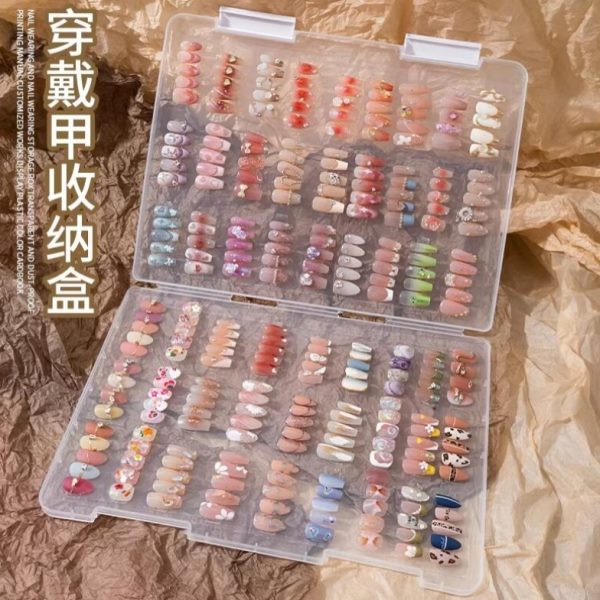 美甲便携式材收纳盒p收纳盒高美甲大容量盒整理p穿戴甲质盒子透明