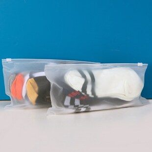 现货横版cpe半透明磨砂拉链袋袜子收J纳包装袋打孔服装包装袋