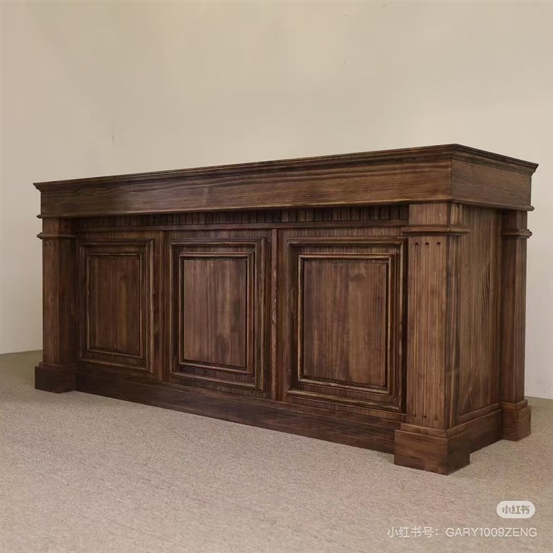 定制前台公司接待台美容院v店铺迎宾台酒吧L收银台欧式覆古烤漆吧