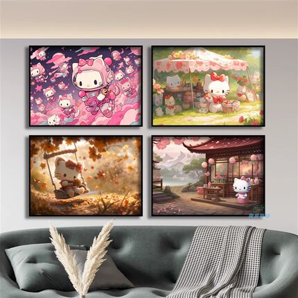 HelloKitty挂画装饰画客厅卧室玄关书房L床头凯蒂猫可爱小清新定