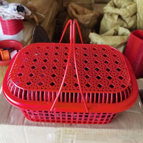 4斤装塑料水果篮草莓篮杨梅篮樱桃篮鸡蛋篮M手提方篮子胶框带盖子