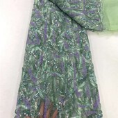 精致非洲亮片绣绒面蕾丝刺绣服p装 fabric lace 布料sequin velvet