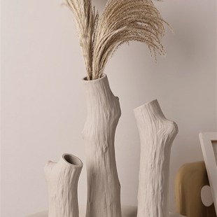 贝汉美北欧创意树杈陶瓷花瓶vins摆件家居客厅玄关民宿简约装 饰品