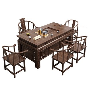 中式茶桌椅组合家用实木小茶台办公茶桌茶具套装一体茶座桌椅套装