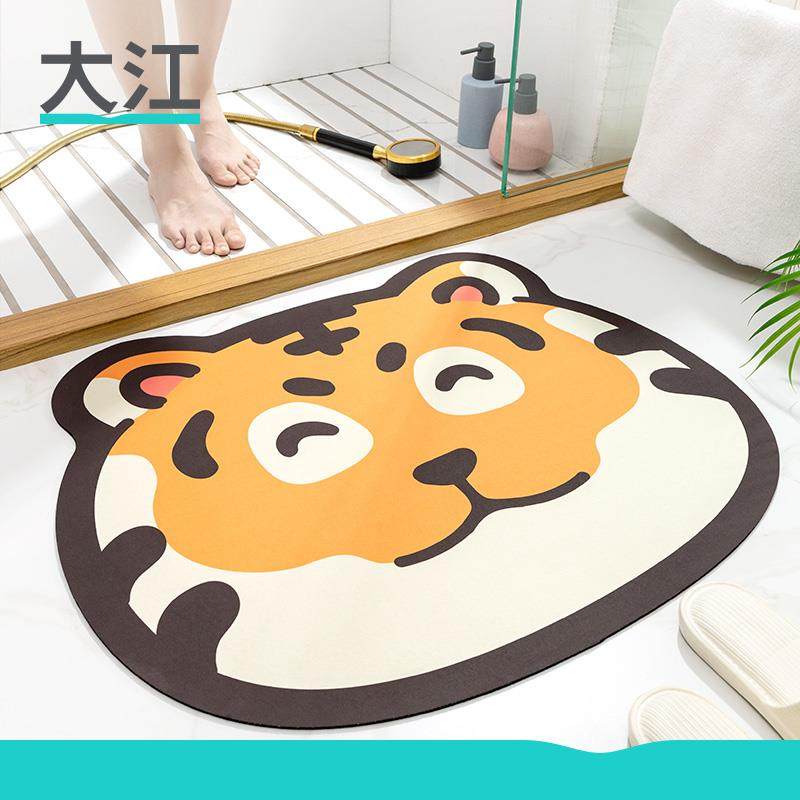大江地垫浴室吸水脚垫卫生间厕所门口防滑地毯家用老虎软硅藻泥垫