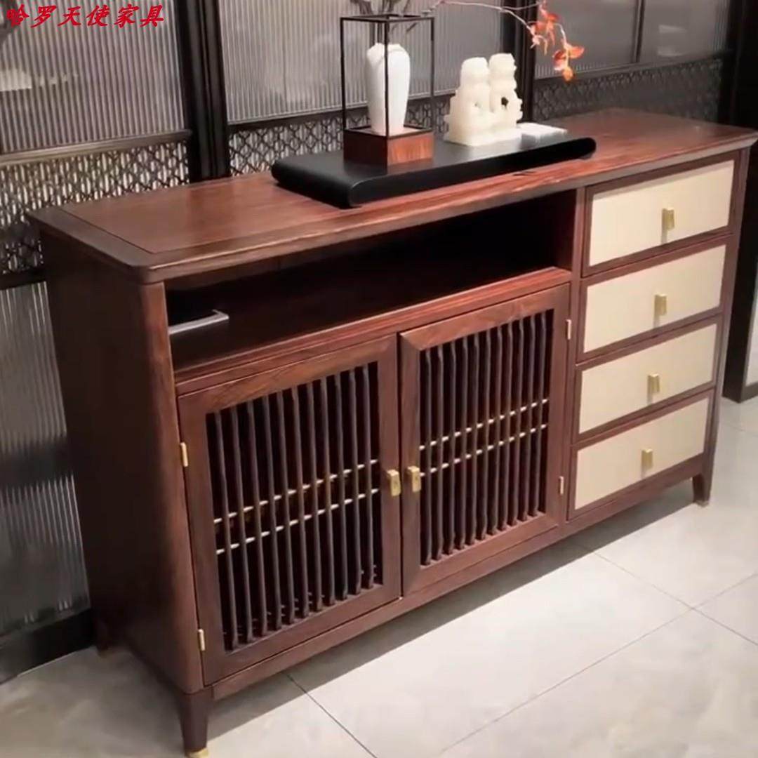 新中式乌金木餐边柜实木玄关柜客厅茶水柜矮酒柜靠墙储物柜备餐柜,住宅家具,餐边柜,淘宝优惠券,粉丝福利购,淘宝优惠卷