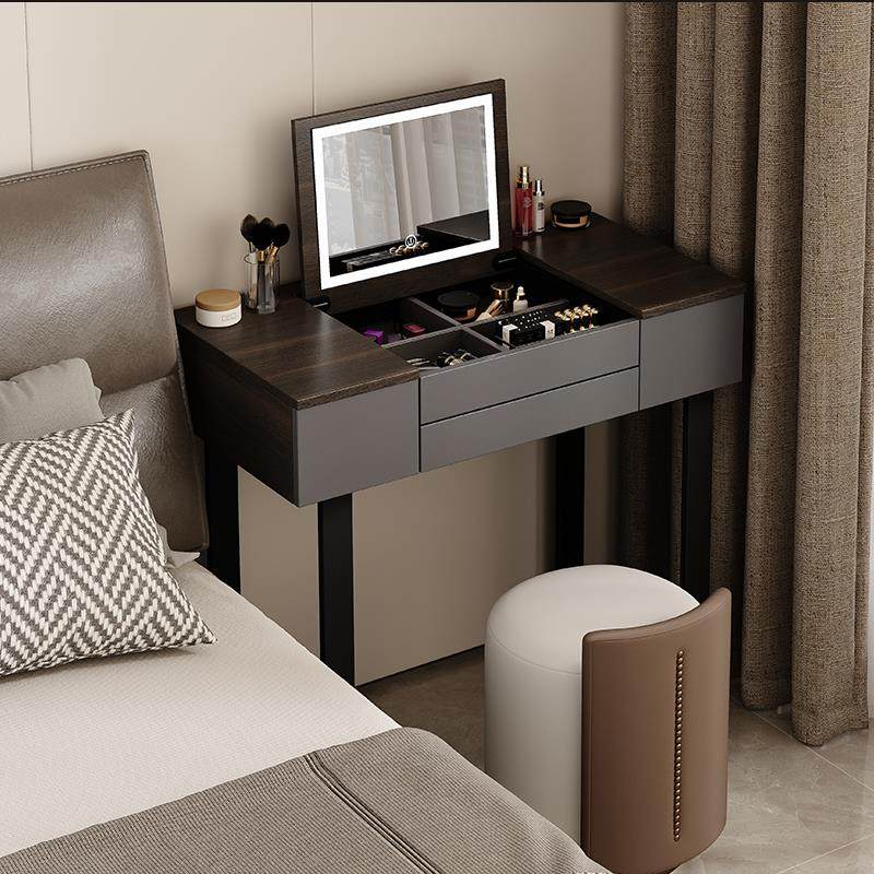 意式翻盖梳妆台轻奢高级感小户型主卧室二合一书桌化妆桌隐藏镜子