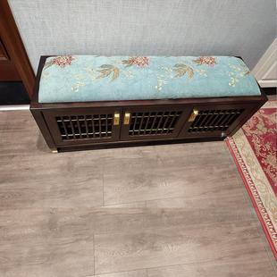 新中式换鞋凳家用门口沙发凳实木储物凳穿鞋凳布艺换遮凳鞋柜凳子