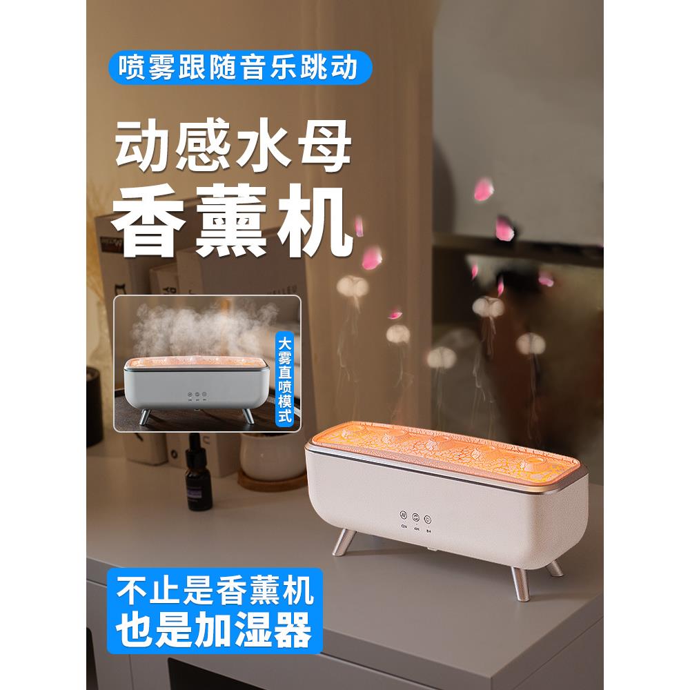 新型彩色水母吸香机大雾量吐环加湿器自动喷香家安静的气氛