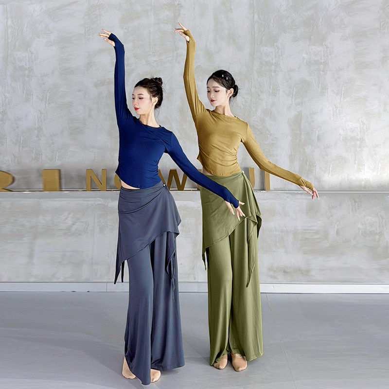 现代舞练功服女长袖上衣成人舞蹈服修身显瘦中国古典舞艺考服套装