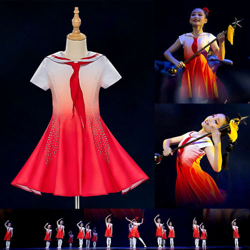 六一儿童大合唱演出服红