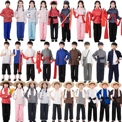 儿童农民村姑衣服草帽阿