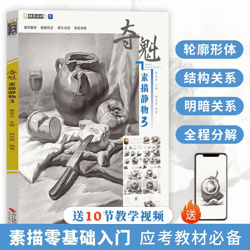 夺魁素描静物3 素描临摹范画静物组合素描静物图书初学者美术教学书静物素描书绘画教材美术素描静物临摹范本临摹书图片