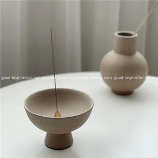 简约侘寂艺术素色陶瓷家居装 粗陶颗粒花瓶摆件碗 饰品插花复古