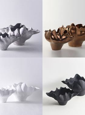 展会新品中式样板间陶瓷t花瓶金属釉创意花盆客厅家居异形花器摆