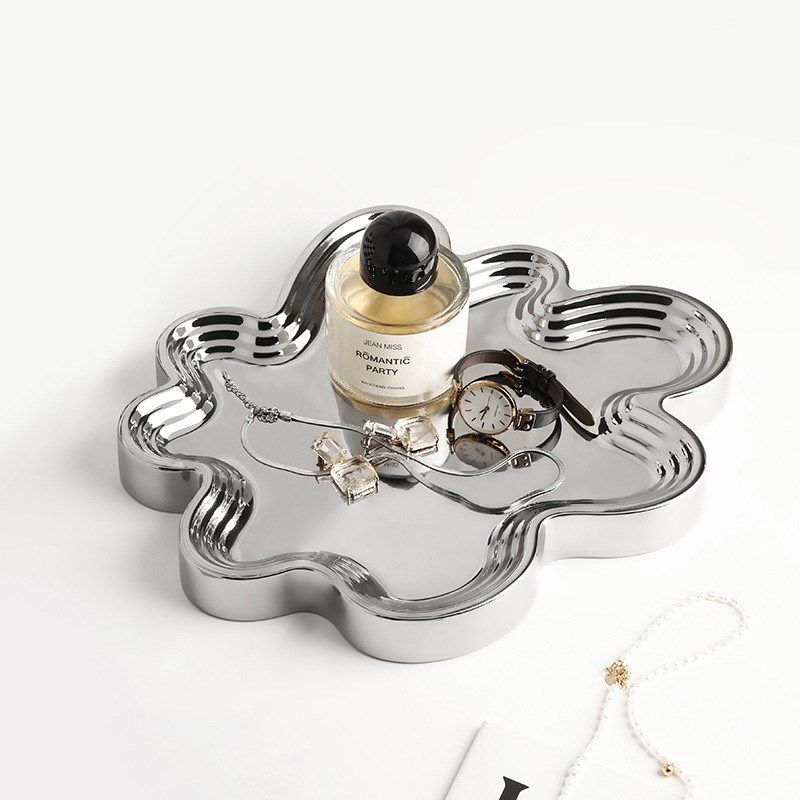 轻奢电镀果盘创意高级感首饰收纳置物盘家U用装饰托盘摆件,家居饰品,饰品盒,淘宝优惠券,粉丝福利购,淘宝优惠卷