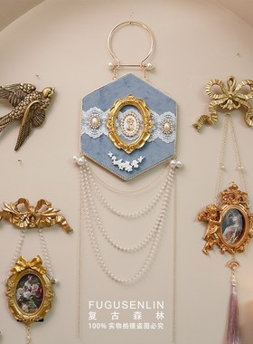 复古森林手作欧式典雅蓝色丝绒浮雕相框壁挂民宿T装饰相框家居摆