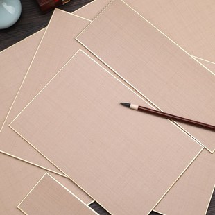 手工加厚真丝熟绢硬卡纸仿古烟灰色粗绢丝工笔画没骨花鸟宋元小品