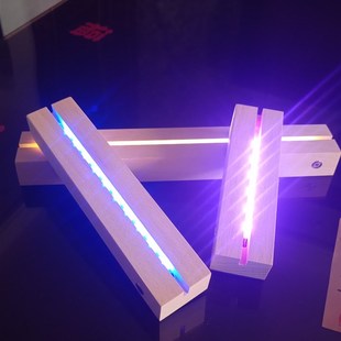 七彩灯光底座锤子画定制网红玻璃画片实木底座发光桌面装饰摆件