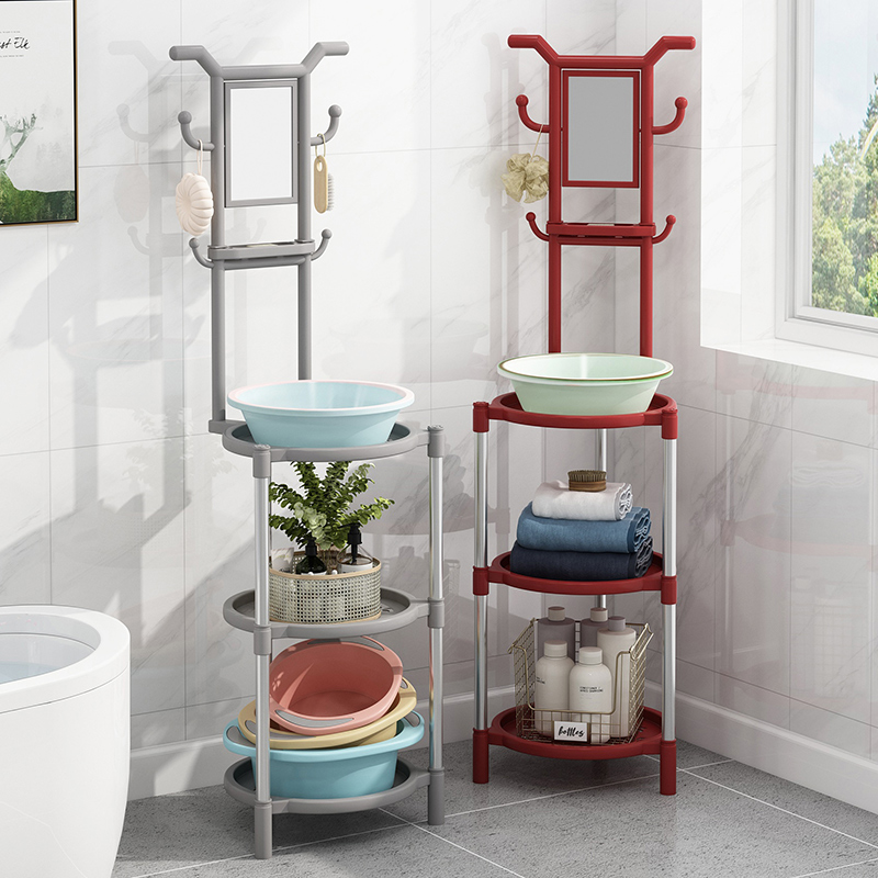 老式洗脸架农村j洗脸盆架子落地家用浴室卫生间洗漱镜子收纳面盆