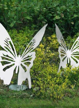 不锈钢仿真蝴蝶摆件户外定制草坪昆虫动物雕塑花园装饰园林景观美