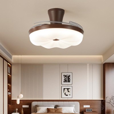 卧室隐形风扇灯中古风吸顶灯复古新中式静音超薄大风力餐厅吊扇灯