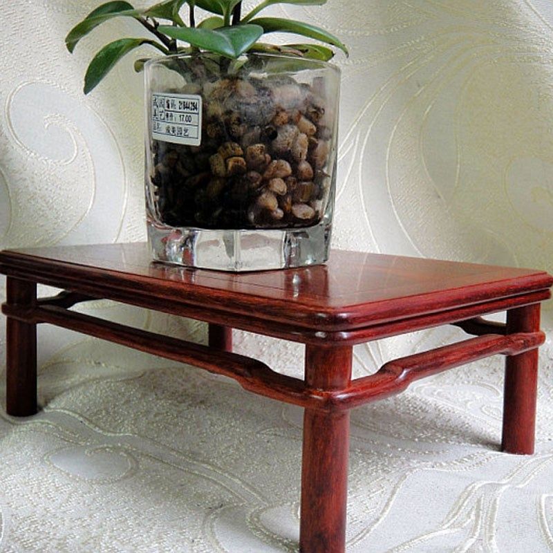 印度小叶紫檀木茶几雕件 茶具花架收藏品长方形古董座摆件H724号