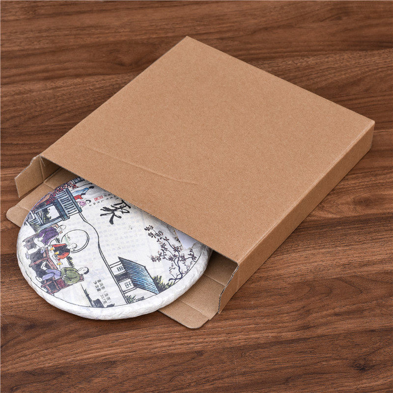 普洱茶饼包装盒357克茶纸盒子福鼎白茶空盒简易加厚牛皮纸茶叶盒