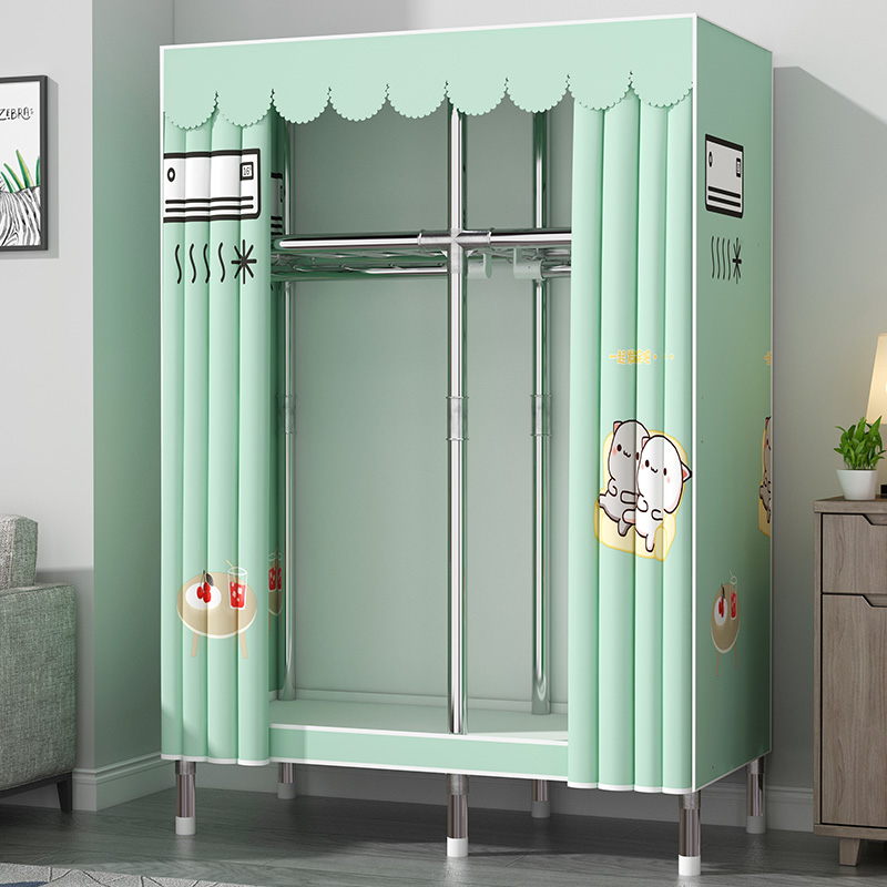 简易宿舍布衣柜出租屋经济型x家用卧室出租房用加厚加粗全钢架组