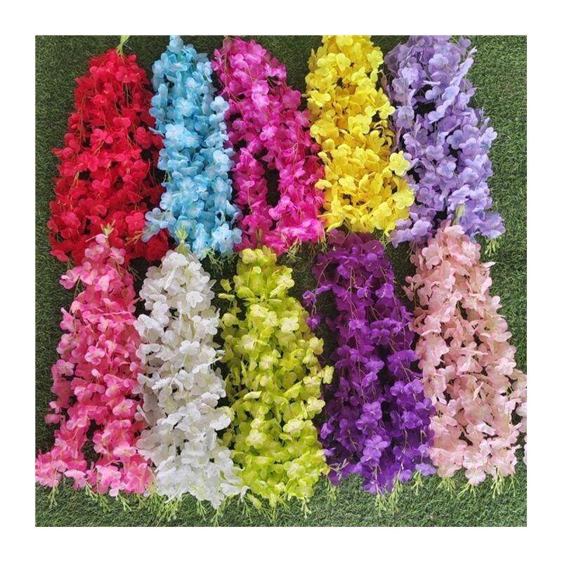 仿真紫藤花紫罗兰绣球花材婚庆网红布景室内装饰悬挂塑料假花吊顶