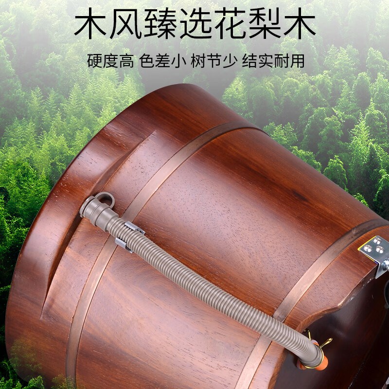 花梨木泡脚桶木桶家用过小腿足浴桶带轮子M高深桶洗脚桶带排水木