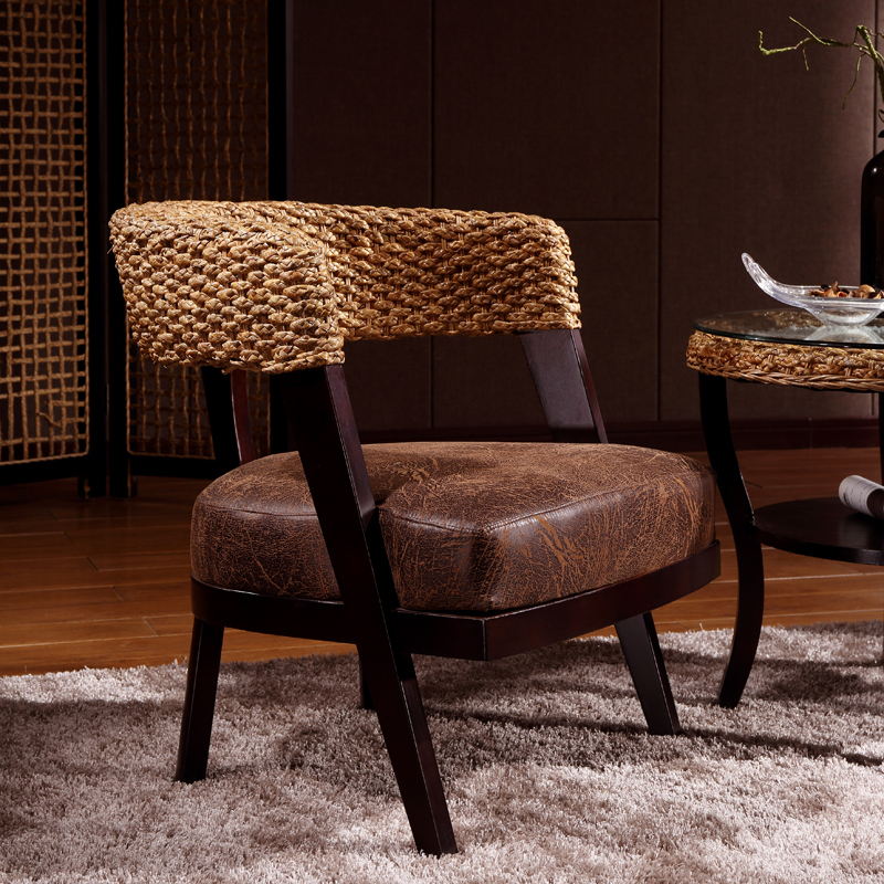 东南亚竹藤编织休闲椅阳台椅w三件套实木结构户外桌椅藤椅沙发组