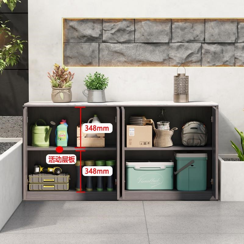 户外全铝合金格栅储物柜庭u院花园阳台收纳柜防水防晒室外操作台