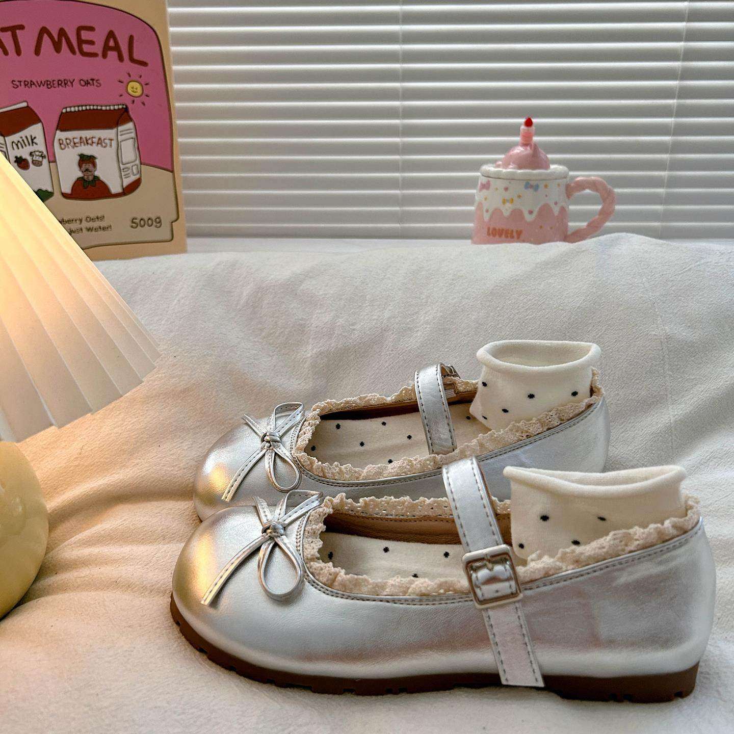 日系软妹jk小皮鞋女2025春夏新款圆头蝴蝶结洛丽塔玛丽珍浅口单鞋