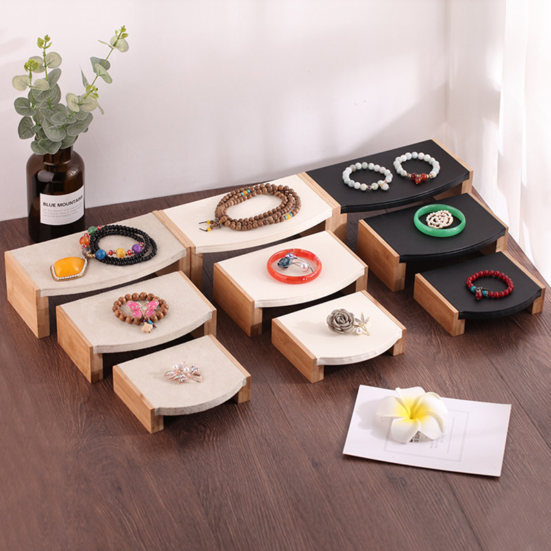天然竹木小凳子三件套饰品项链戒指首饰展示架珠宝陈列道具包邮