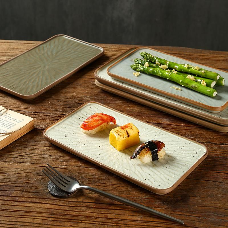 片日本陶瓷盘覆古平盘板IAC烤鸟盘商业西方创牛排意寿司面食盘生