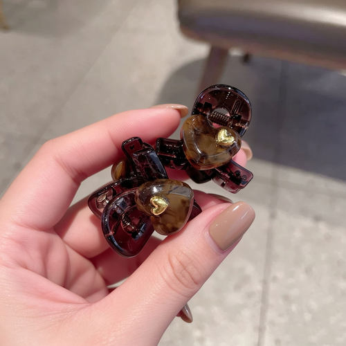 超级萌~豹纹爱心迷你小抓夹女