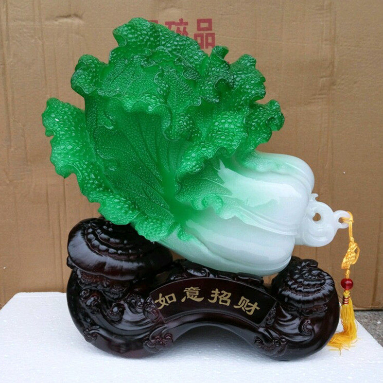 如意招财玉白菜树脂工艺品吧台电